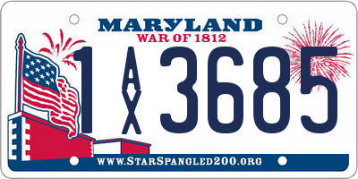 MD license plate 1AX3685