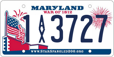 MD license plate 1AX3727