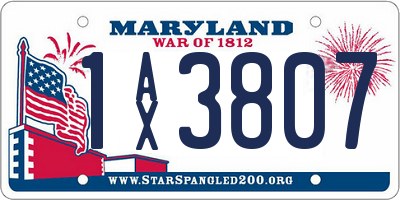 MD license plate 1AX3807
