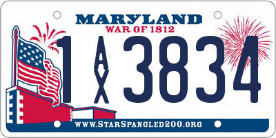 MD license plate 1AX3834