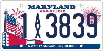 MD license plate 1AX3839