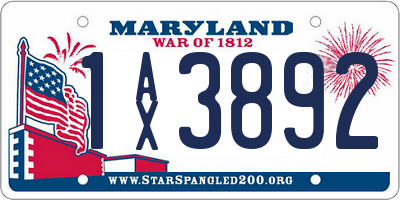 MD license plate 1AX3892