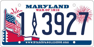 MD license plate 1AX3927
