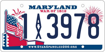 MD license plate 1AX3978