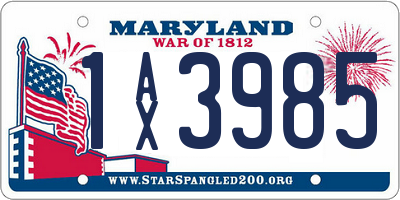 MD license plate 1AX3985