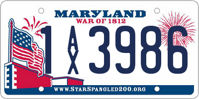 MD license plate 1AX3986