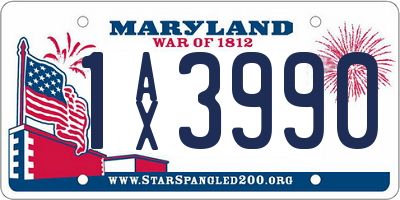 MD license plate 1AX3990