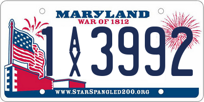 MD license plate 1AX3992