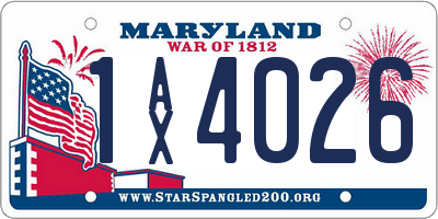 MD license plate 1AX4026