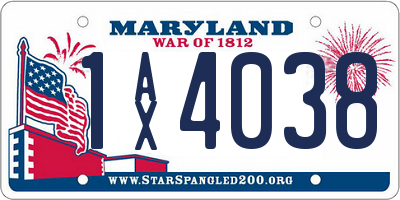 MD license plate 1AX4038