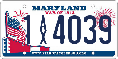 MD license plate 1AX4039