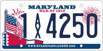 MD license plate 1AX4250