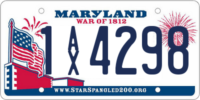 MD license plate 1AX4298