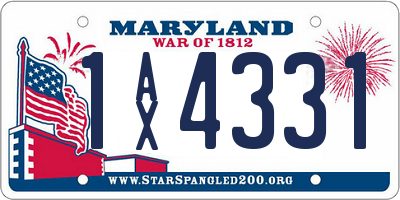 MD license plate 1AX4331