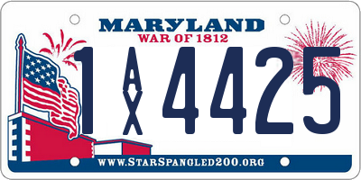 MD license plate 1AX4425