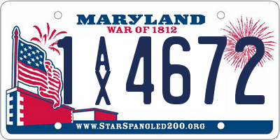 MD license plate 1AX4672