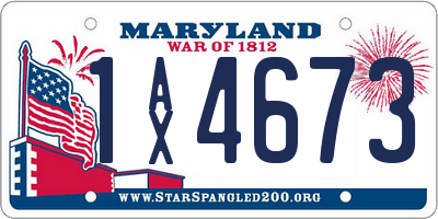 MD license plate 1AX4673