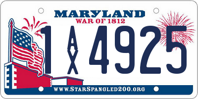 MD license plate 1AX4925