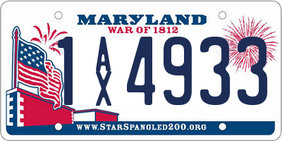 MD license plate 1AX4933