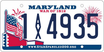MD license plate 1AX4935