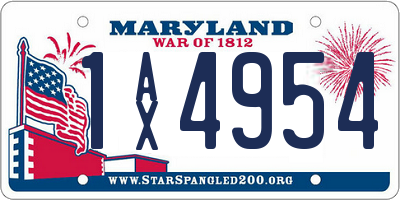 MD license plate 1AX4954