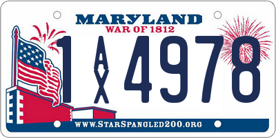 MD license plate 1AX4978