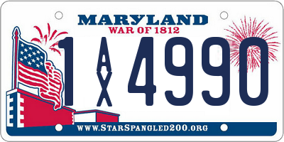MD license plate 1AX4990