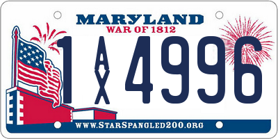 MD license plate 1AX4996