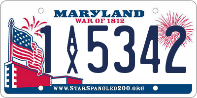 MD license plate 1AX5342