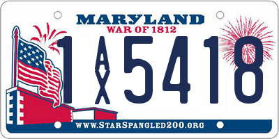 MD license plate 1AX5418