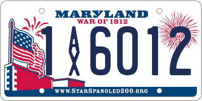 MD license plate 1AX6012