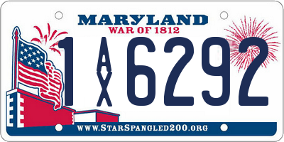 MD license plate 1AX6292
