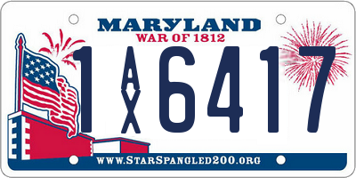 MD license plate 1AX6417