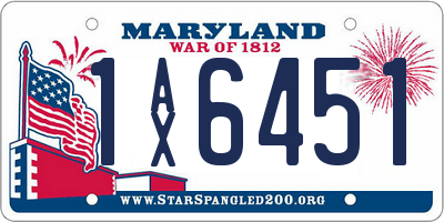 MD license plate 1AX6451
