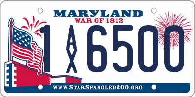 MD license plate 1AX6500
