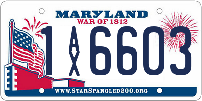 MD license plate 1AX6603