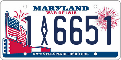 MD license plate 1AX6651