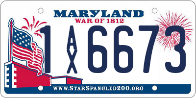 MD license plate 1AX6673
