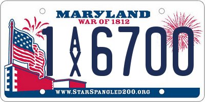 MD license plate 1AX6700