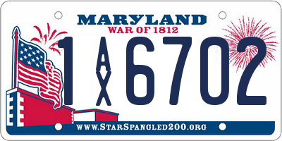 MD license plate 1AX6702