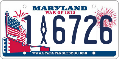 MD license plate 1AX6726