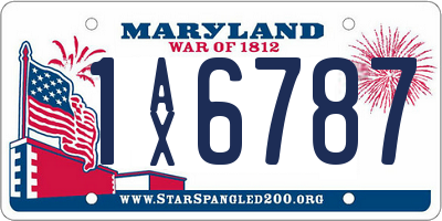 MD license plate 1AX6787