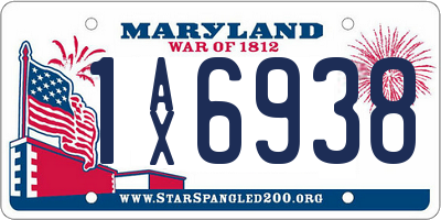 MD license plate 1AX6938