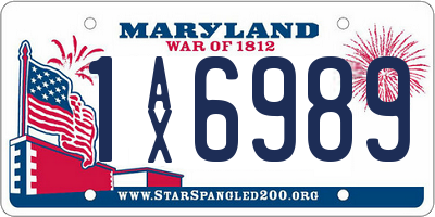 MD license plate 1AX6989