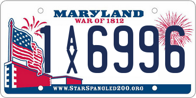 MD license plate 1AX6996