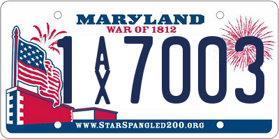 MD license plate 1AX7003