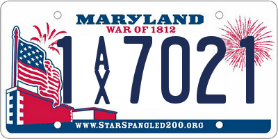 MD license plate 1AX7021