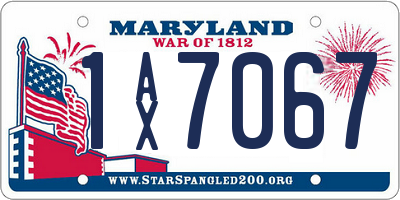 MD license plate 1AX7067