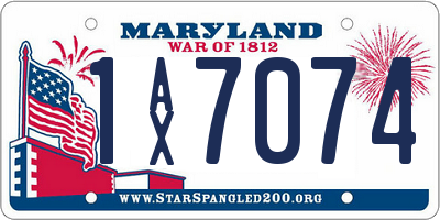 MD license plate 1AX7074