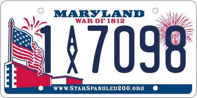 MD license plate 1AX7098